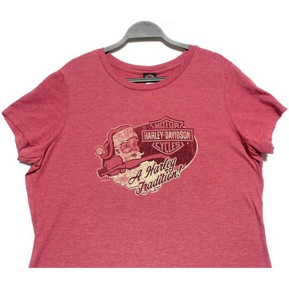 Harley Davidson Santa Fun T-Shirt Women's XXL Indianapolis Red Short Sleeve NEW - Picture 8 of 8